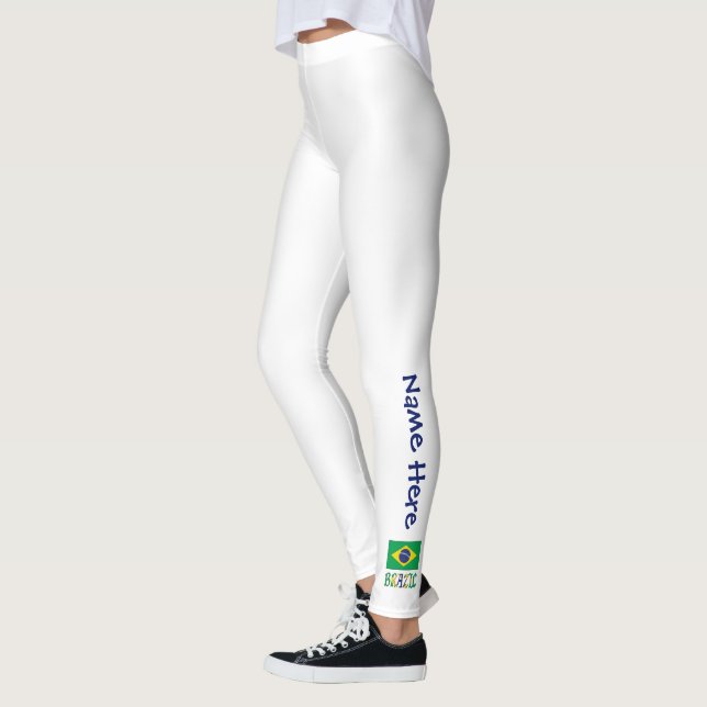 Brazil Brazilian Flag Personalized Leggings (Left)