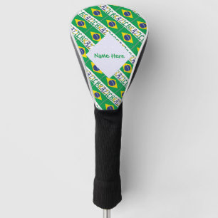 Brazil Brazilian Flag Tiled Green Personalisation Golf Head Cover