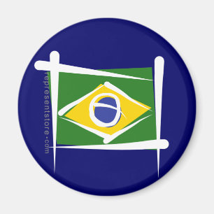 Brazil Brush Flag Magnet