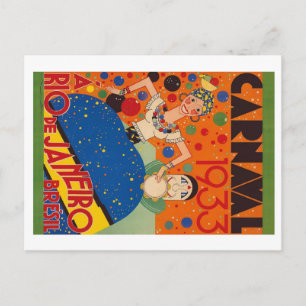 Brazil Carnival 1933 Vintage World Travel Poster Postcard