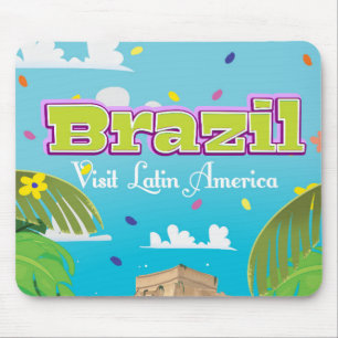 Brazil Cartoon travel poster print. Mouse Pad