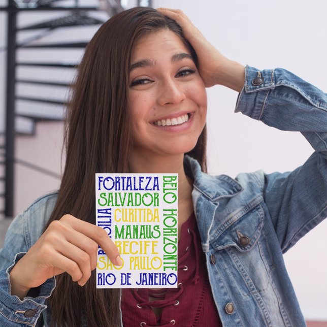 Brazil City Names Brazilian Flag Invitation Card (Brazil Rio Sao Paulo Flag Postcard)