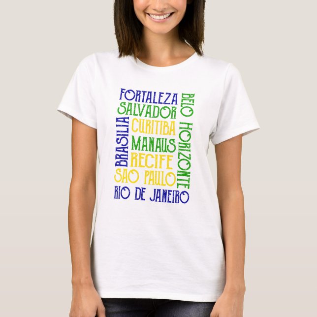 Brazil City Names Rio de Janeiro Sao Paulo  T-Shirt (Front)
