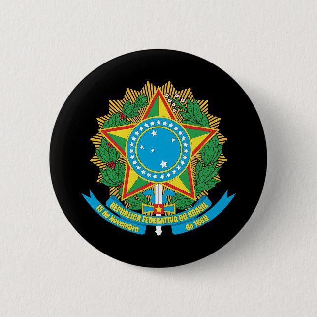 Brazil Coat Of Arms 6 Cm Round Badge (Front)