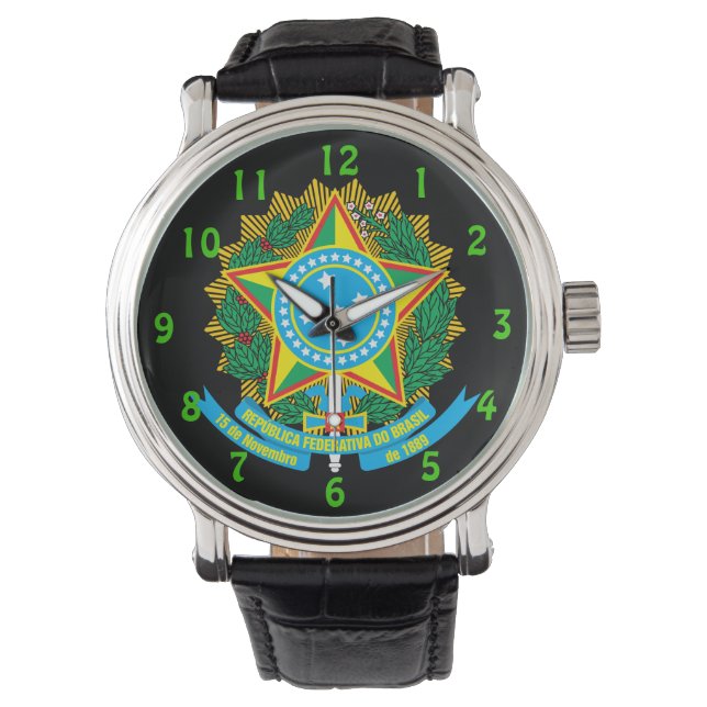 Brazil* Coat of Arms Custom Wristwatch (Front)