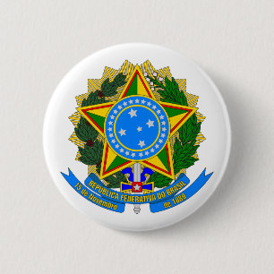 brazil country coat arms symbol emblem star flag 6 cm round badge