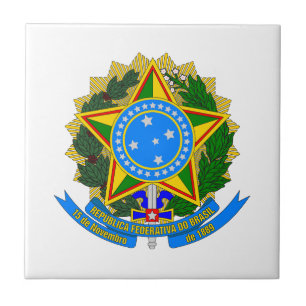 brazil country coat arms symbol emblem star flag tile