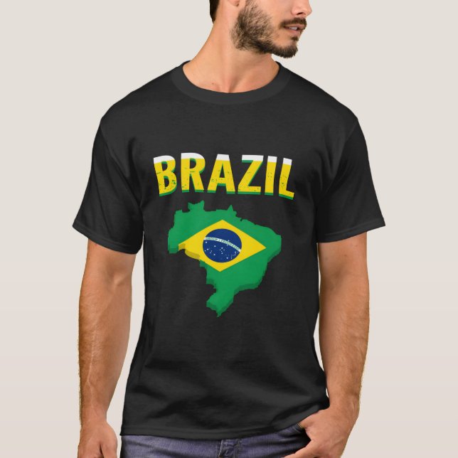 Brazil Country Outline For Brazilians And Brazil L T-Shirt (Front)