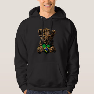 Brazil Cute Leopard Heart Brazilian Roots Brasilia Hoodie