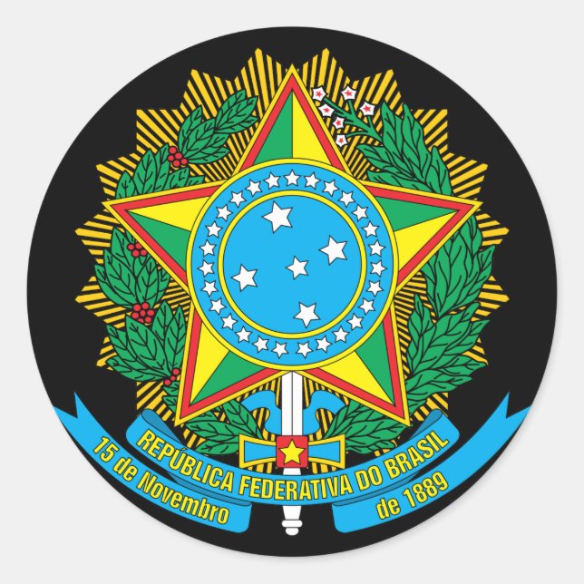 brazil emblem classic round sticker (Front)