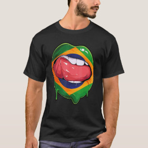 Brazil Fan Flag Mouth Soccer Brazilian T-Shirt