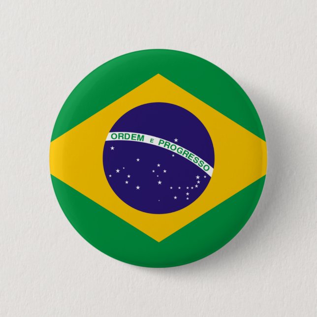 Brazil flag 6 cm round badge (Front)