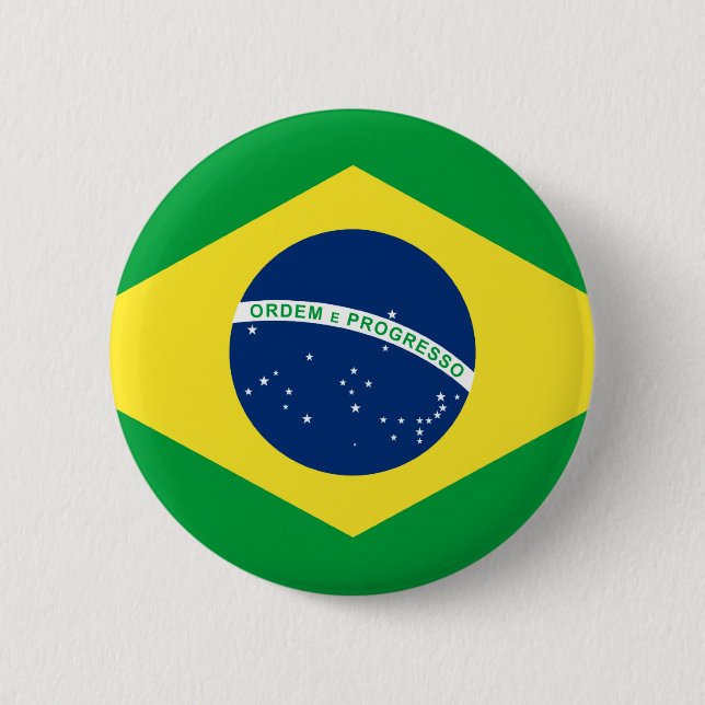 brazil flag 6 cm round badge (Front)