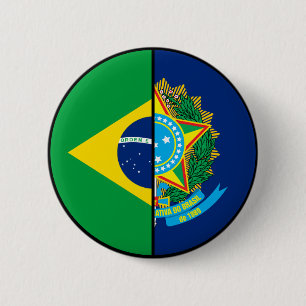 Brazil Flag and Coat of Arms Patriotic 6 Cm Round Badge