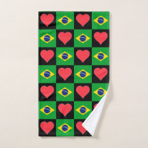 Brazil Flag and Heart Pattern Fun Brasil Brazilian