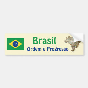 Brazil Flag and Map Bumper Sticker