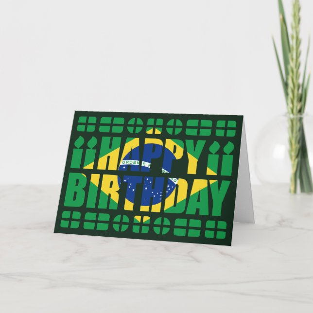 Brazil Flag Birthday Card (Front)