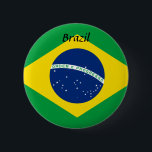 Brazil Flag Button<br><div class="desc">Wear this button to an event or to support your favourite team! It's a standard 2 1/4" round button displaying the Brazil flag and bears the country's name as well. It is covered with scratch and UV-resistant Mylar. This Brazil flag button is made in the U.S.A. Wear your new Brazil...</div>