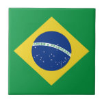 Brazil Flag Ceramic Tile<br><div class="desc">This design consists of the Brazilian flag cleverly reshaped to fit the square tile surface. A decorative and useful item that would make a perfect gift for those who like to remember Brazil.</div>