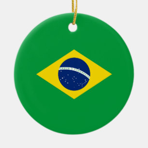 Brazil flag ceramic tree decoration
