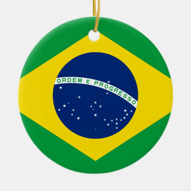 Brazil Flag Ceramic Tree Decoration (Front)