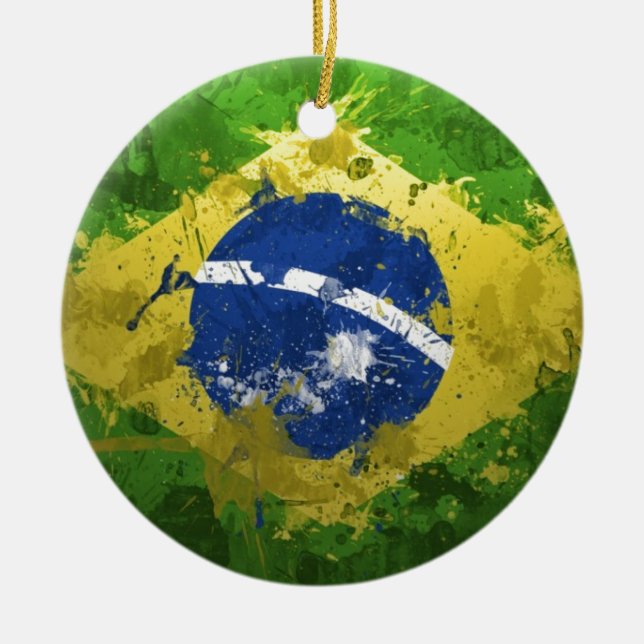 Brazil-Flag- Ceramic Tree Decoration (Front)
