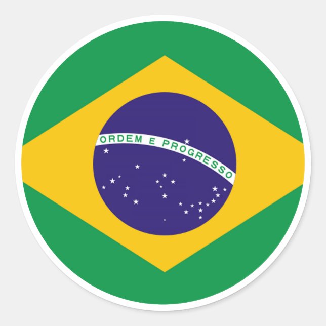 Brazil Flag Circle jGibney The MUSEUM Zazzle Gifts Classic Round Sticker (Front)