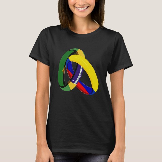 Brazil Flag Colombia Grown Ring Marriage Wedding T-Shirt (Front)