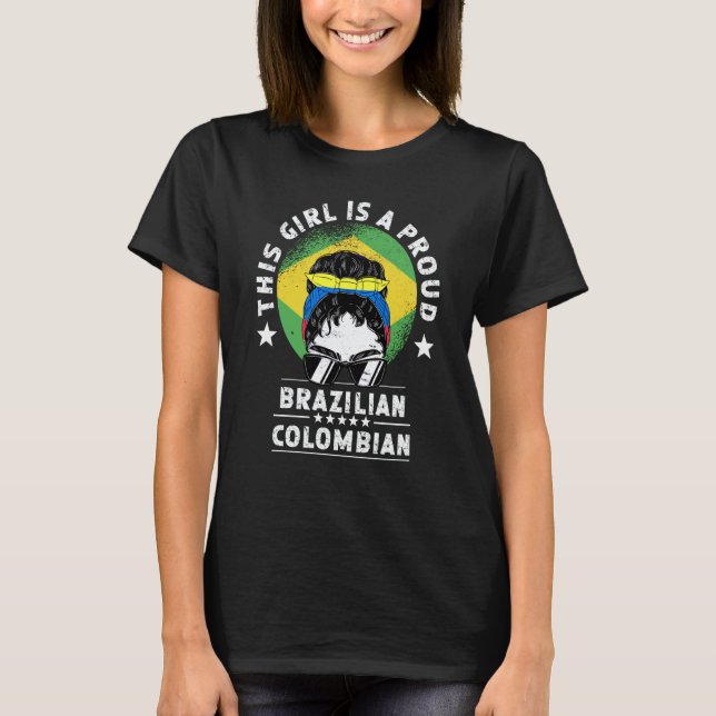 Brazil Flag Colombia Grown Women Girl Citizen Prid T-Shirt (Front)