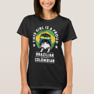 Brazil Flag Colombia Grown Women Girl Citizen Prid T-Shirt