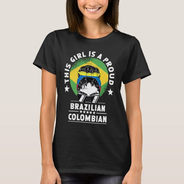 Brazil Flag Colombia Grown Women Girl Citizen Prid T-Shirt (Front)