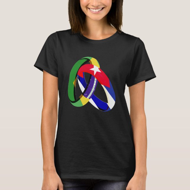 Brazil Flag Cuba Grown Ring Marriage Wedding T-Shirt (Front)