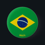 Brazil Flag Cute Patriotic 6 Cm Round Badge<br><div class="desc">Brazil Flag Cute Patriotic Button with the Brazil flag printed all over the button. Country name is subtly integrated in the design on the bottom. Text is fully customisable using "Customise it!" feature. This beautiful Brazil Button is the stylish gift for any occasion. © 2021 CoutriesOfTheWorld</div>