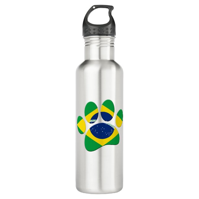Brazil Flag Dog Paw Print 710 Ml Water Bottle (Front)