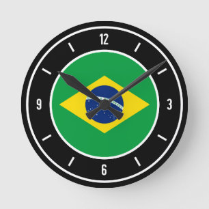 Brazil Flag Elegant Round Clock