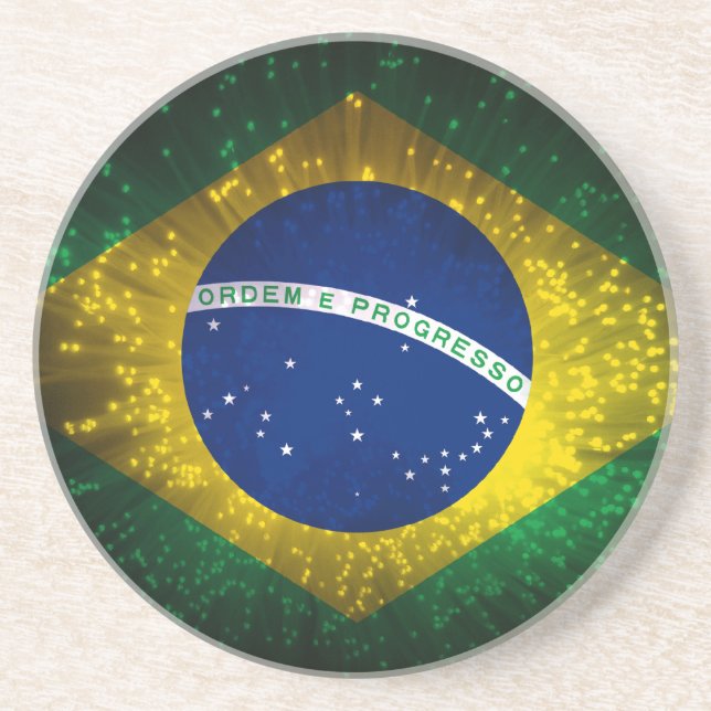 Brazil Flag Firework Coaster (Front)