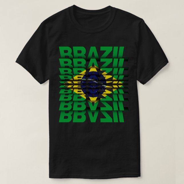 Brazil Flag Flip Text effect T-Shirt (Design Front)