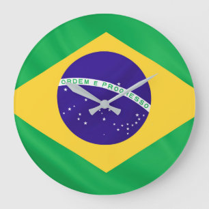 Brazil flag for Round-Large-Wall-Clock Large Clock