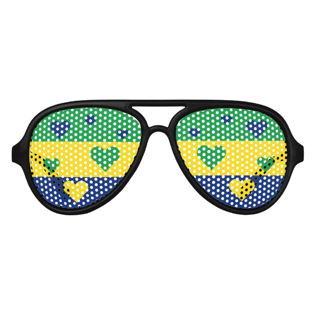 Brazil Flag Fun Patriotic Aviator Sunglasses (Front)