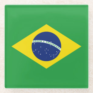Brazil flag glass coaster
