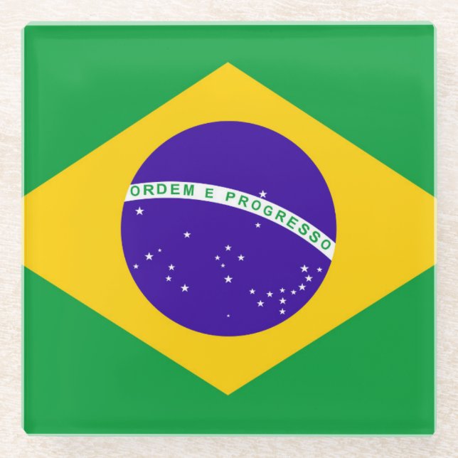 Brazil Flag Glass Coaster (Front)