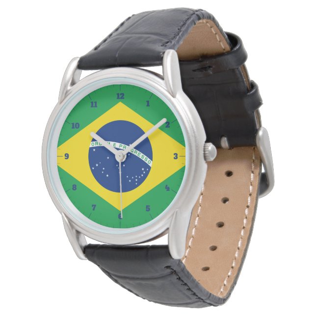 BRAZIL FLAG GOLD GREEN WATCH (Angled)