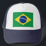 Brazil Flag Hat<br><div class="desc">This trucker hat sports the flag of Brazil. Keep a cool head with a little Brazilian flair.</div>