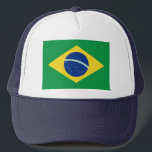 Brazil Flag Hat<br><div class="desc">This trucker hat sports the flag of Brazil. Keep a cool head with a little Brazilian flair.</div>