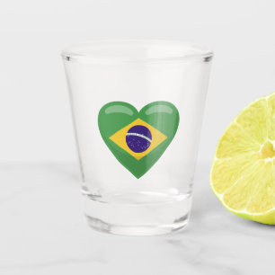 Brazil Flag Heart Shot Glass