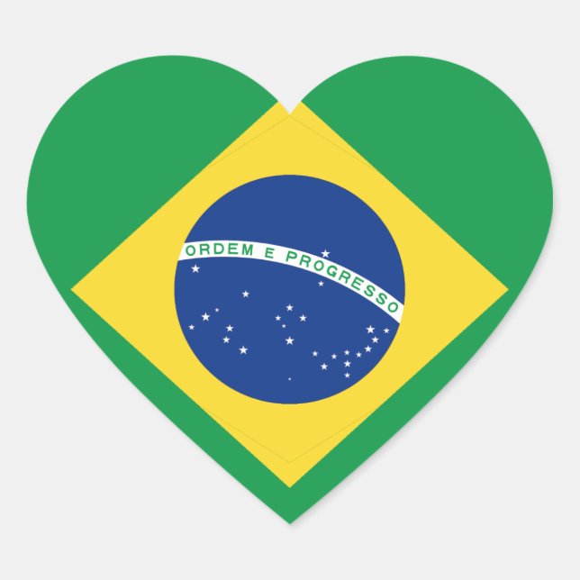 Brazil Flag Heart Sticker (Front)