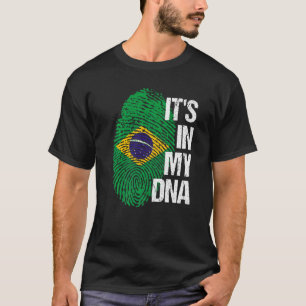 Brazil Flag Home Heart Roots Fingerprint DNA T-Shirt