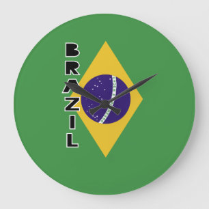 Brazil Flag Large Clock