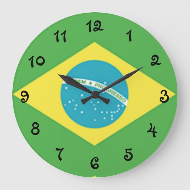 Brazil Flag Large Clock (Front)