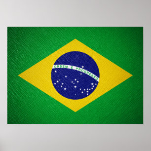 Brazil flag leather wall poster